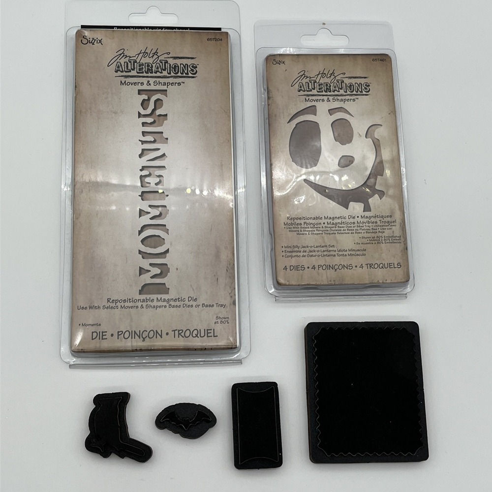 Sizzix Tim Holtz Alterations Movers&Shapers Dies Lot Halloween+ Moments New/Used